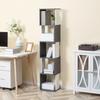 Modern Space-Saving Bookcase with 5 Shelves in Wood, 33x28x161cm, Grey and White