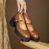 Fashion New Spring/summer Genuine Leather Mary Jane Shoes for Women Fashion Platform Shoes Women Chunky Heels Round Toe Women Pumps