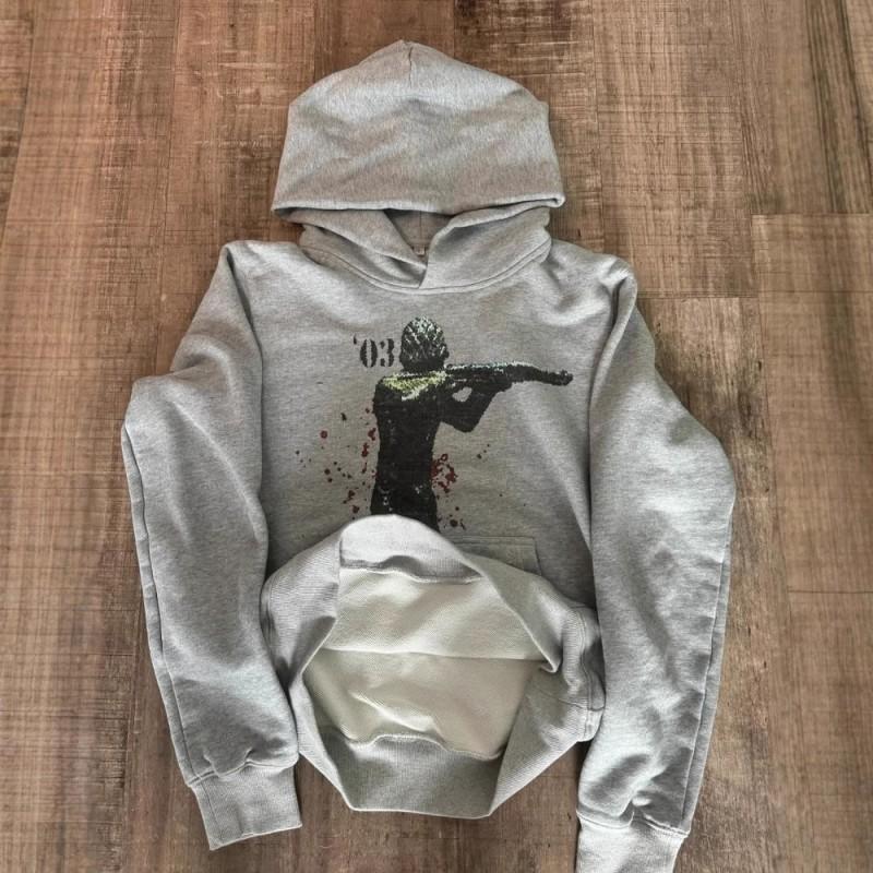 Oversized Hooded Sweatshirt With Anime Print Long Sleeve Streetwear Y2K Trendy Top Women