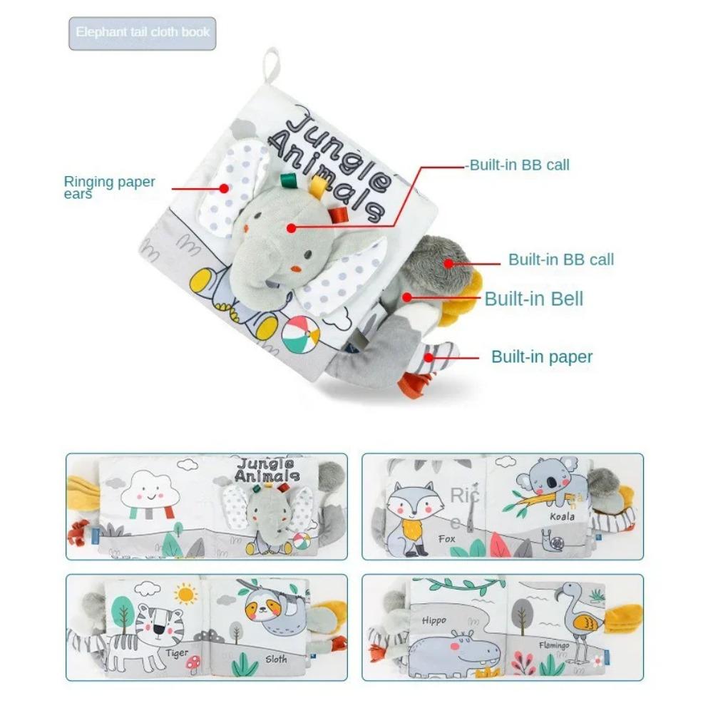 Мягкие детские книги, тихие тканевые книги, развивающие игрушки Монтессори, детские тактильные книжки с эффектом шелеста для детей от 0 до 12 месяцев