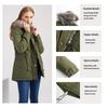 Women's Plus Velvet Hooded Collar Winter Mid-length Warm Coat Large Size Loose And Comfortable Cotton Jacket