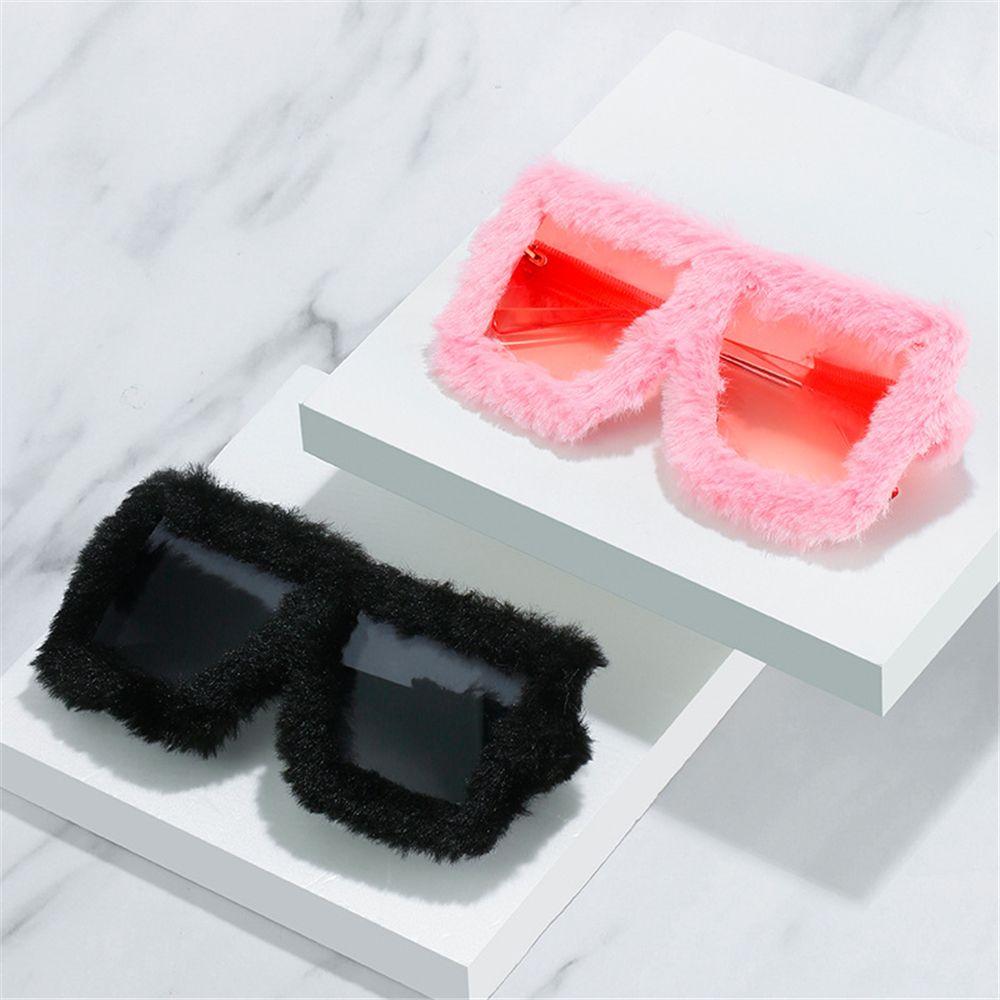 UV400 Square Frame Ladies Shades Plush Sunglasses Ladies Sexy Shades Punk Sun Glasses Soft Fur