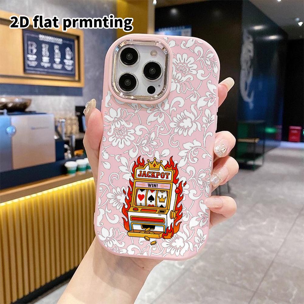 Phone Case: 2D flat design suitable for iPhone 18 17 16 15 14 13 Pro protective case, couple style, flaming slot machine, Christmas and Halloween gift