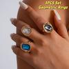 3PCS Candy Color Zinc Zinc Alloy Rings Set Exaggerated Big Dome Plain Ring Geometric Ring  Women