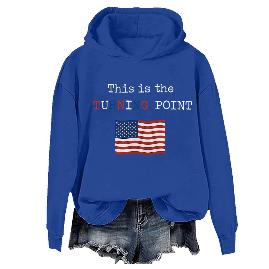 Ladies Fashion Casual Long Sleeve Printed Round Neck Hoodie Pullover Top