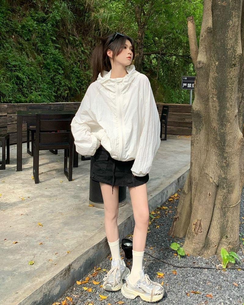 Женская повседневная спортивная куртка с длинным рукавом - Весенняя универсальная накидка с капюшоном для защиты от солнца