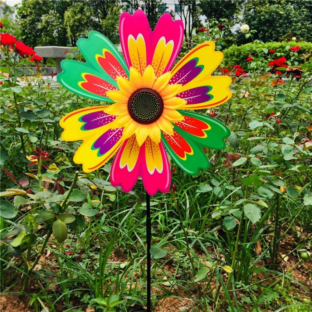 PVC Rotating Sunflower Multistyles Stake Standing Lawn Flower Pinwheel Outdoor Party Picnic Decor