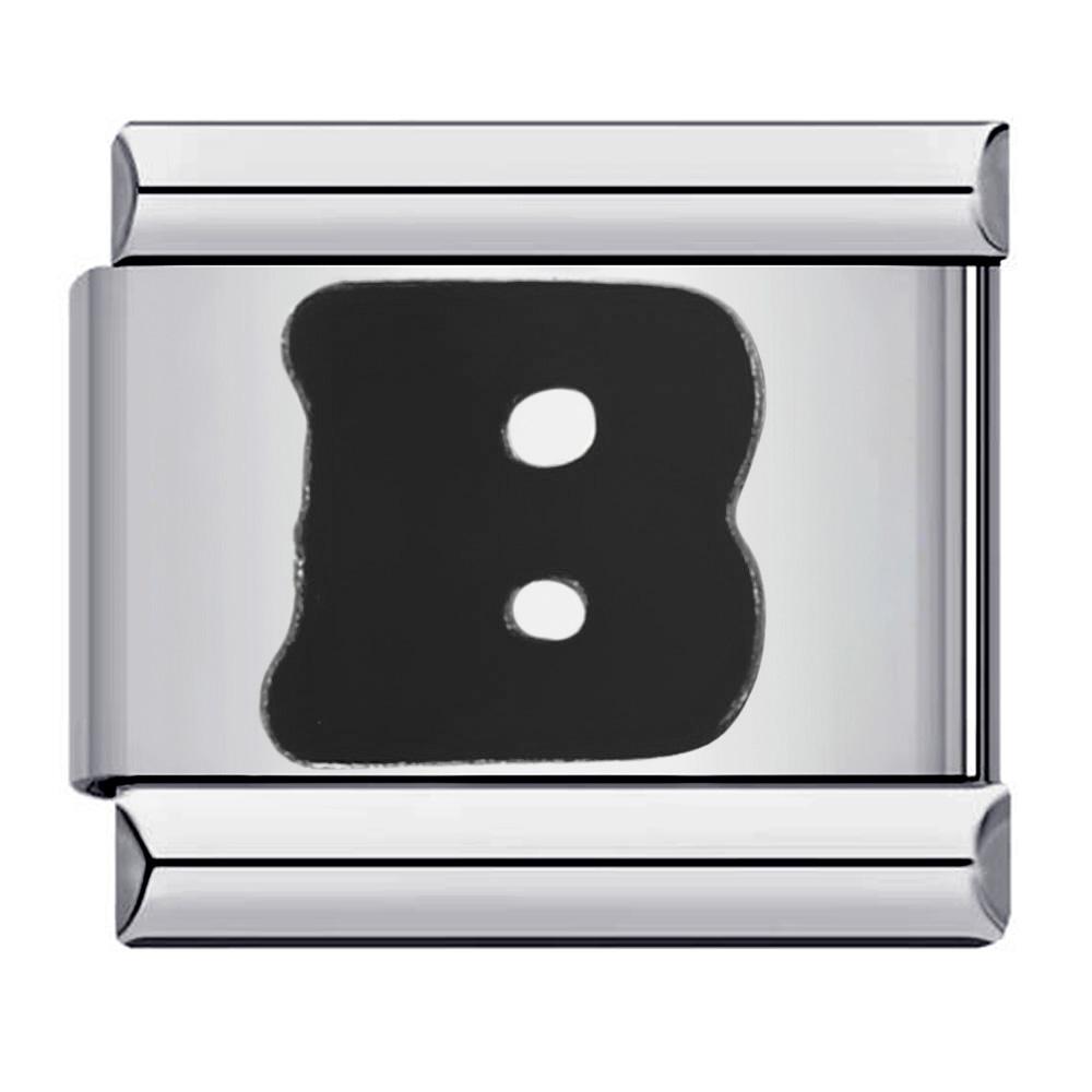 Глазурь черная 26 английских букв AZ итальянские звенья шарм подходит 9 мм нержавеющая сталь женщины мужчины браслет DIY изготовление ювелирных изделий