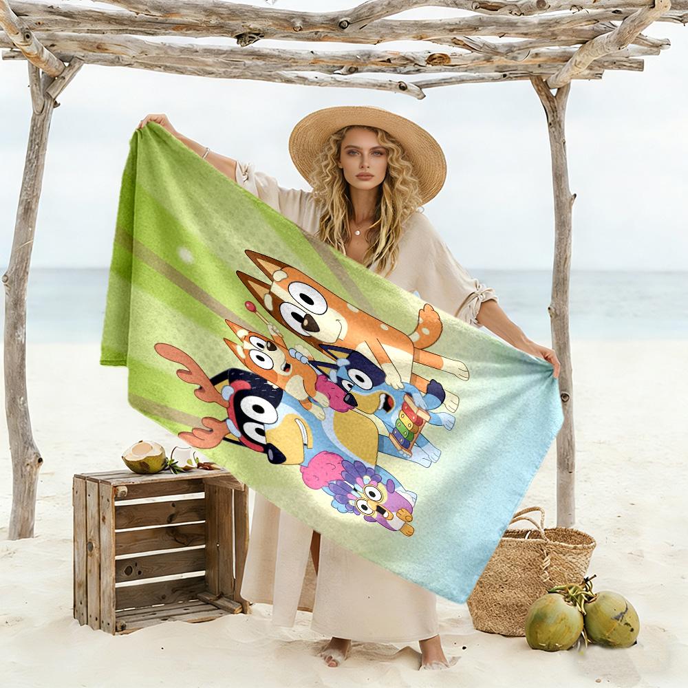 Halloween Bluey Characters Beach Towel Quick-Dry Soft Microfiber Comfortable Lightweight Perfect for Traveling Yoga Camping and Swimming