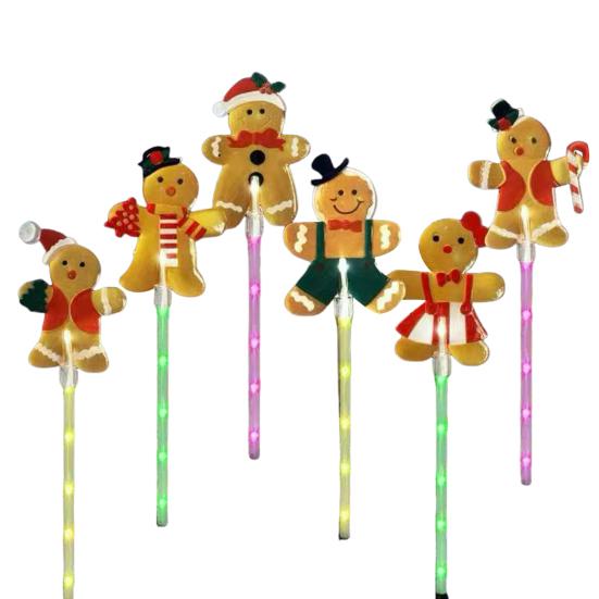 Солнечные Рождественские Колышки Огни Санта Декор для Газона для Двора Водонепроницаемые Наружные Праздничные Огни для Дорожки Простая Установка Садовое Настенное Трещинное Освещение