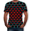 Spring New Men's 3D Digital Printing Mesh Hole Honeycomb Fun Short-sleeved Round Neck T-shirt Men's Fashion Tops