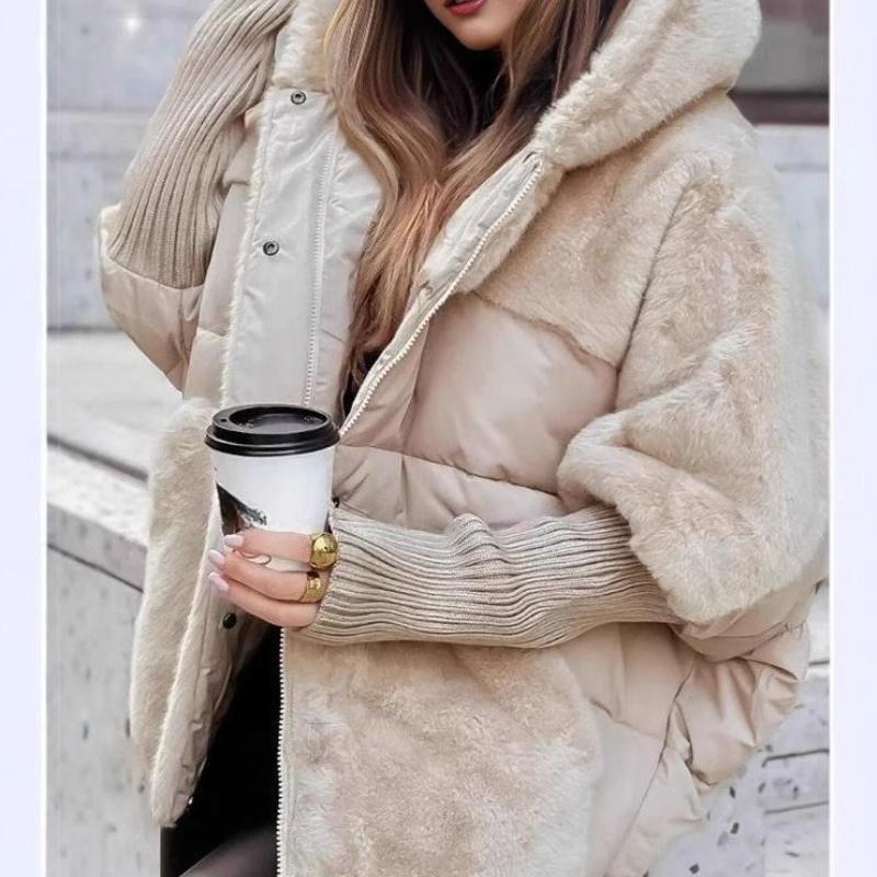 Autumn and Winter Women's Loose New Stitching Warm Thick Down Cotton Jacket