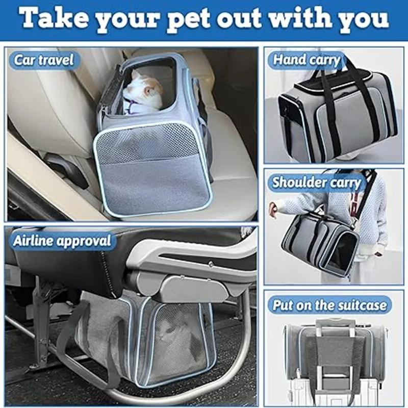 Pet Carrier Backpack Portable Breathable Foldable Light Comfort for Cats Dogs Outdoor Travel Transport Bag for Small Medium Pets