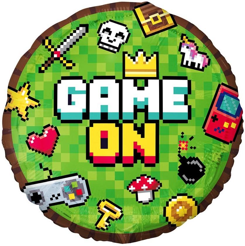 Balon Foliowy Game On Gra Pixele Urodziny 45Cm