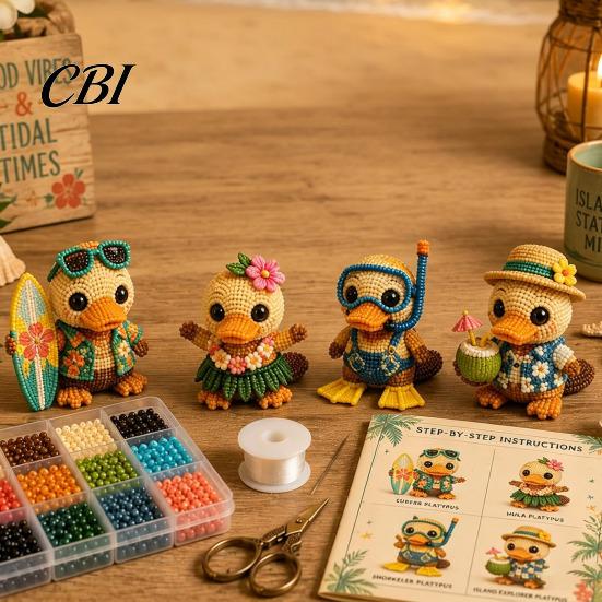 Craft Kit for Adults 3D Beaded Platypus DIY Kit, Tiny Animal Crafting Set, Bead Making Sculpture Adults, Creative Beading Decoration, Birthday