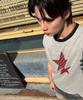 AMOU Серые футболки-рингери с двумя звездами