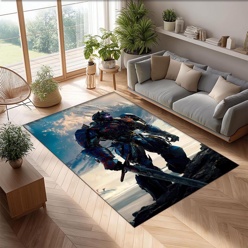 Transformers Printed Crystal Velvet Area Rug, Soft Anti-Slip Water Absorbent Floor Mat for Living Room Bedroom