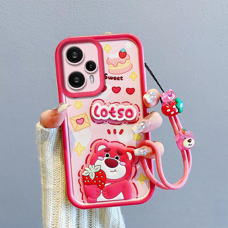 KEYSION Shockproof Case for Xiaomi POCO F5 Pro with Lanyard Soft Silicone Cute 3D Cartoon Doll Phone Back Cover for POCO F5