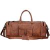 Leather Duffel Bag Large Travel Bag Gym Sports Overnight Weekender Bag by Komal's Passion Leather (Brown)