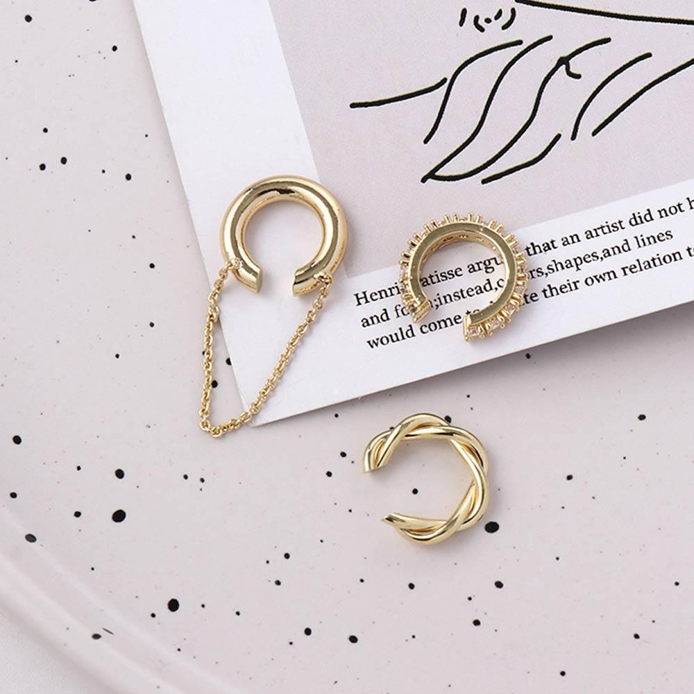 Ear Hole Chain Zinc Zinc Alloy Rhinestone  Hoop Earrings Cartilage Stud Ear Bone Clip Earring Ear Clip