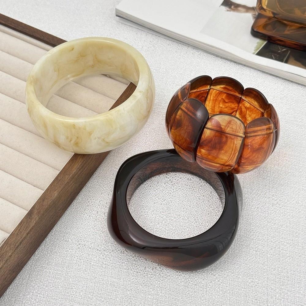 Геометрический Неправильный Широкий Браслет Богемный Ретро Кольцо на Руку Преувеличенный Акриловый Браслет Подарок