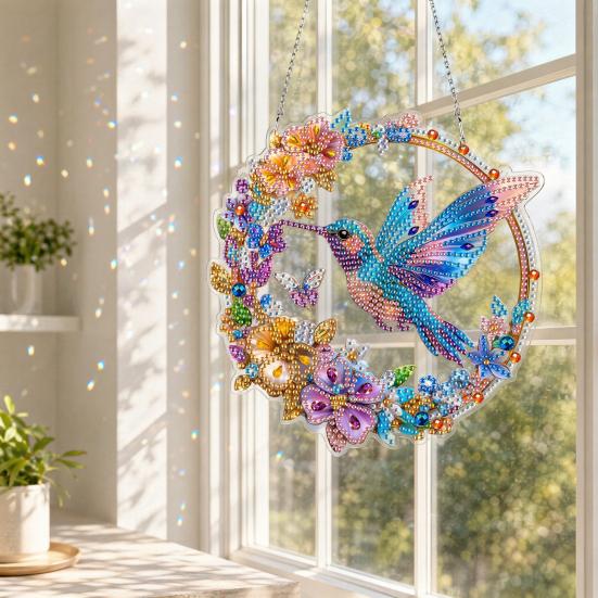 jijijing Diamond Art Suncatcher Kit, DIY Sun Catcher Craft Window Hanging Acrylic Decoration, Faux Project for Adults Home Decor