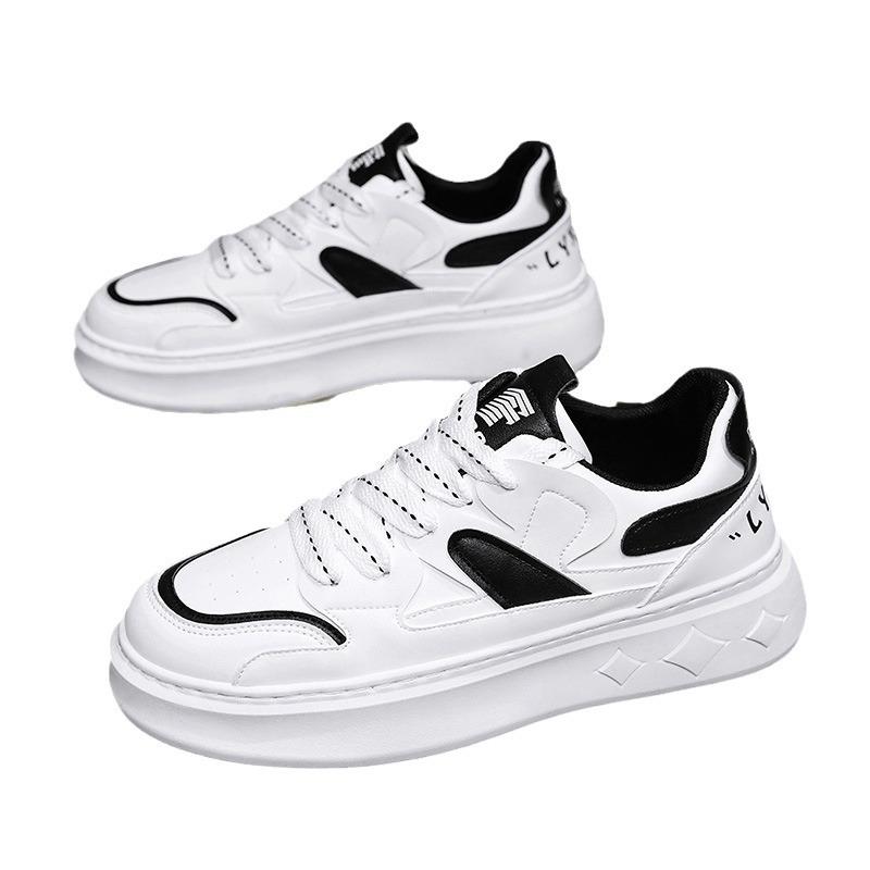 White Shoes Men's Spring Trend Versatile Student White Shoes High-end White Shoes Height-enhancing Sports and Casual Men's Shoes