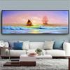 Sailing Ship At Sea Sailboat Wave Oil Painting On Canvas Posters and Prints Cuadros Wall Art Pictures For Living Room