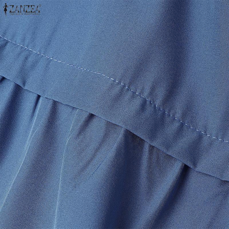 ZANZEA Мусульманское повседневное платье с круглым вырезом, длинными рукавами и свободным кроем для женщин