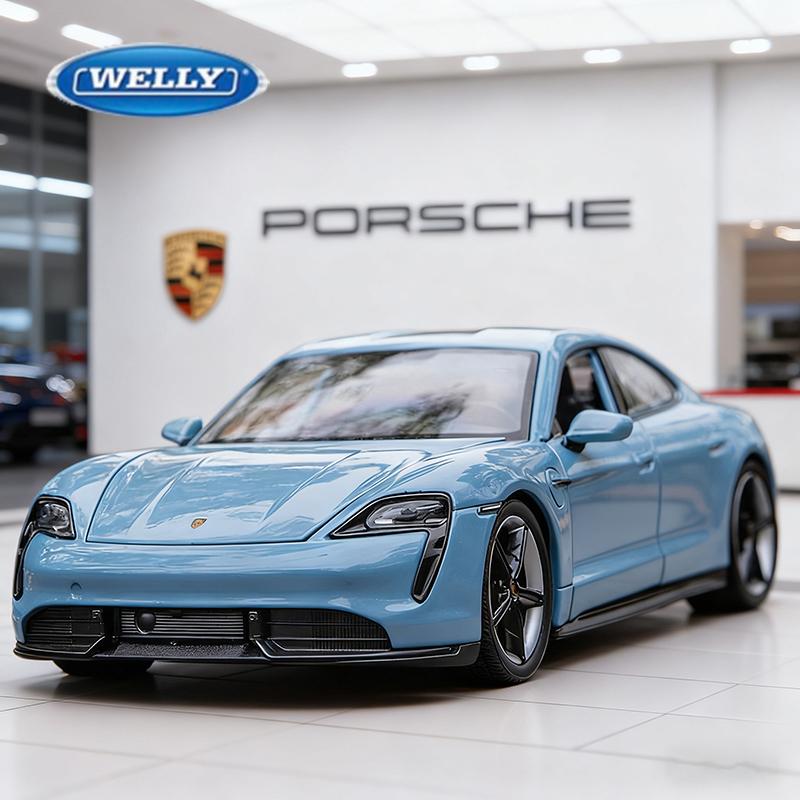 AABKO1 WELLY 1:24 Porsche Taycan Turbo S Alloy Car Diecasts & Toy Vehicles Car Model Miniature Scale Model Car Toy For Children