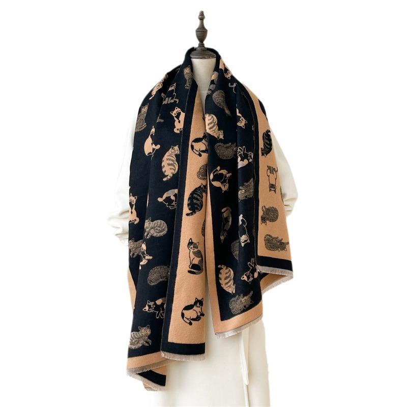 2024 Autumn/Winter New Imitation Cashmere Exterior Warm Office Versatile Extended Thick Scarf Air Conditioning Room Shawl for Women