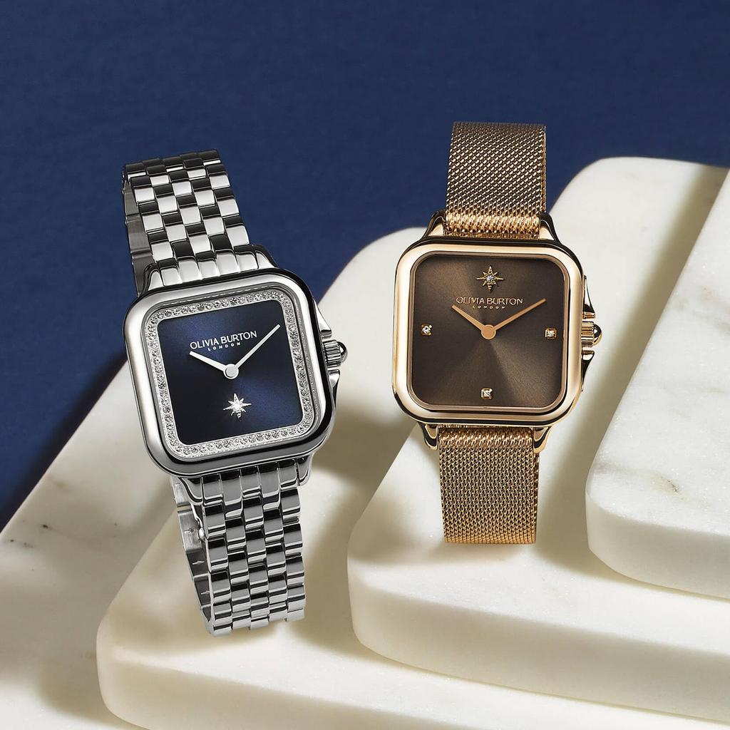 Авторизованный дилер Olivia Burton Watch Ladies 24000088 Classic 28mm Grosvenor Mushroom Carnation Gold Mesh Watch [OLIVIA BURTON] &