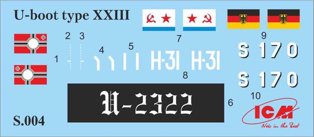 ICM 1/144 Немецкая подводная лодка Тип XXIII Пластиковая модель S004