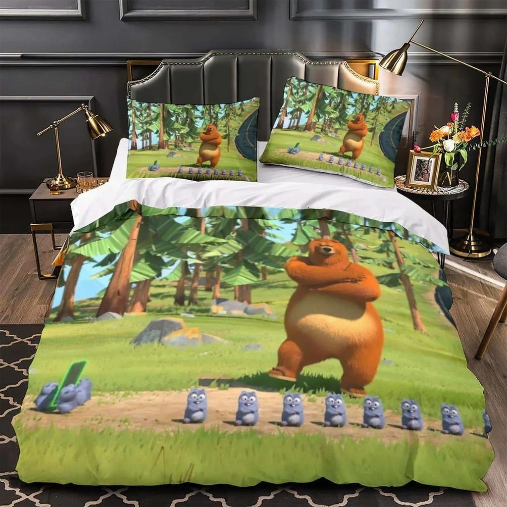 3D Anime Grizzy and the Lemmings Printed Bed Set Duvet Cover Pillowcase Bedding Set Linen Sheet Quilt Cover Full Queen King Size