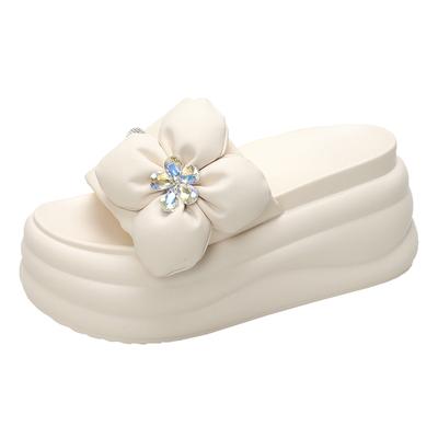 Модные женские тапочки на платформе 8,5 см, сандалии с бантом на толстой подошве, женские шлепанцы на толстой подошве, новые летние повседневные пляжные шлепанцы Zapatos Mujer