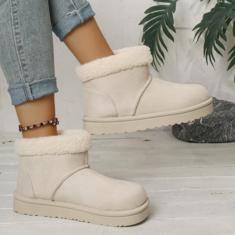 Мода Новые Модные Элегантные Женские Зимние Ботинки Плоские Износостойкие Мягкие Студенческие Плюс Бархат Теплые Ботильоны Женские Меховые Ботинки