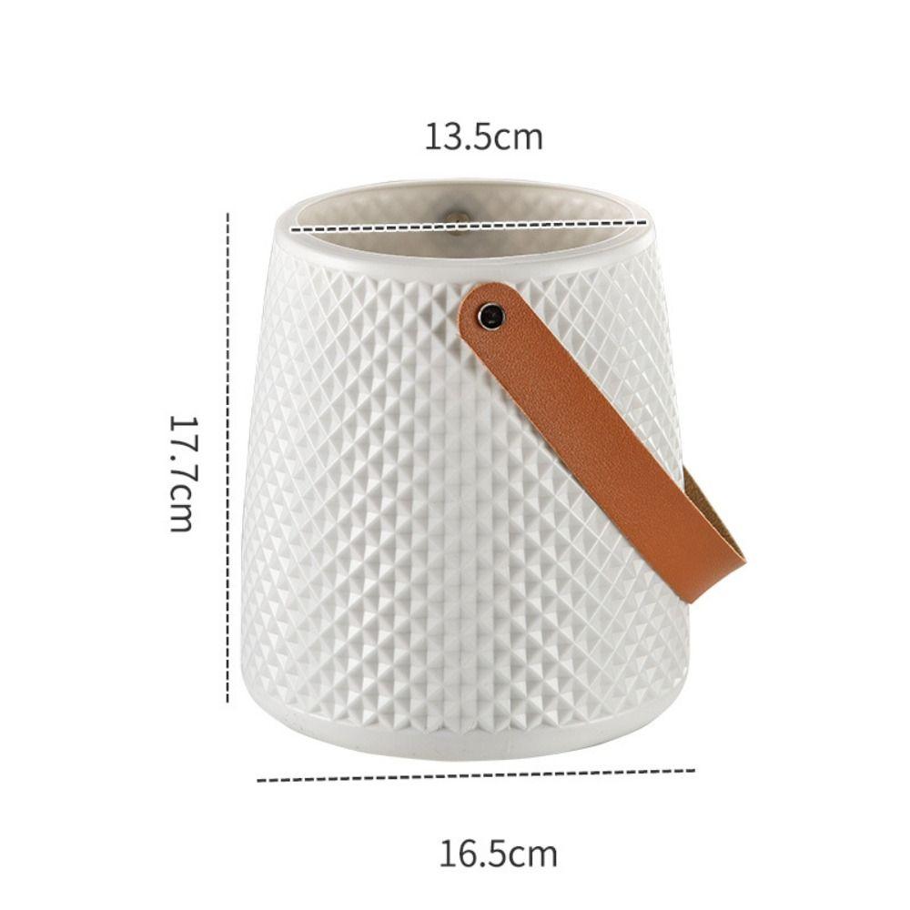 Ваза для цветов с кожаной ручкой, модная, анти-осенняя, пластиковая, цветочная композиция, скандинавский стиль, современный цветочный горшок для гостиной