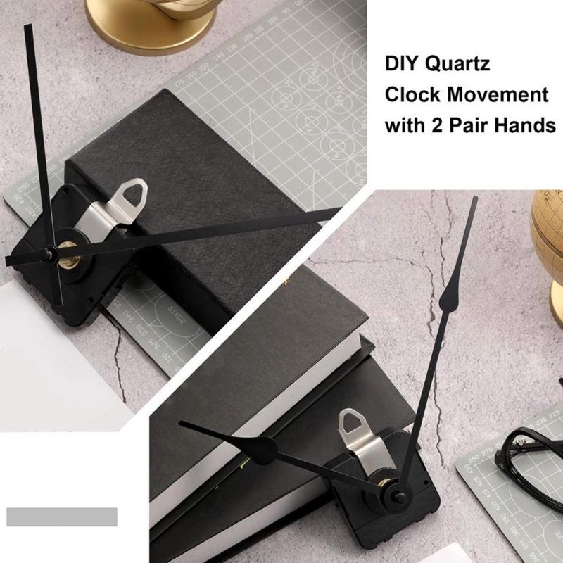 62KD Wall Clock Movement Mechanism Kits with 2Pairs of Metal Hands High Accuracy Long Shafts for Customs Clock Repair Parts
