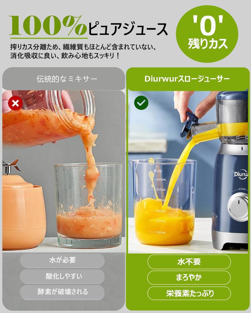 Slow Low Speed Diurwur Squeezed Waste Small High Juice Extraction Oxidation Baby Fresh Keeps Easy To Overheat Cooking Perfect Japanese Instruction