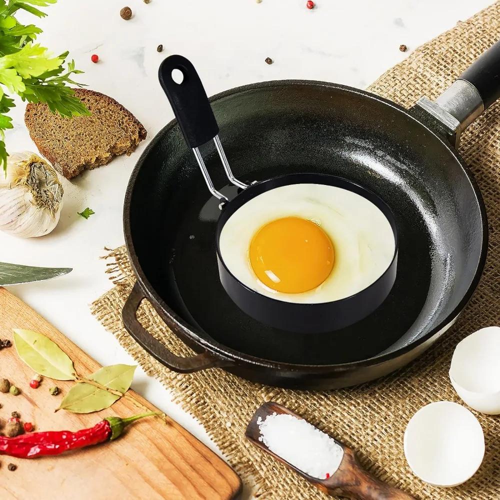 Кольцо для жарки яиц с защитой от ожогов, профессиональная круглая форма для блинов из нержавеющей стали с антипригарным покрытием, форма для приготовления яиц, инструменты для сэндвичей на завтрак