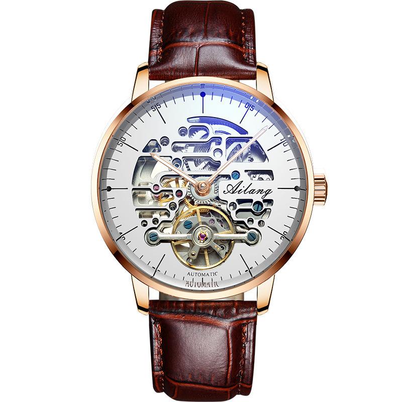 AILANG Мужские часы Водонепроницаемые полые полностью автоматические механические часы Производитель мужских часов