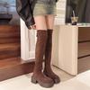 Elastic Boots Retro Suede Boots Autumn and Winter New Models But Knee Thin Advanced Thin Elastic Boots Increased Height