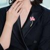 New Vintage Style Elegant Enamel Pearl Lotus Brooch Creative Atmosphere Floral Clothing Pin Suit Accessory PD2018