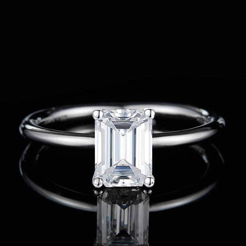 Кольцо из муассанита 2 карата с бриллиантом изумрудной огранки S925, стерлинговое серебро, обручальное кольцо, обручальные кольца, подарки для женщин, сертифицированные