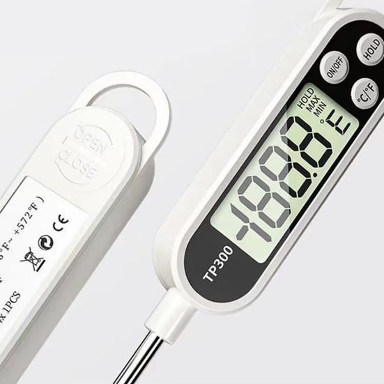 2Pcs Food Thermometer Waterproof Digital Thermometer with Long Stainless Steel Probe Backlit LCD Display Kitchen Tool for Cooking Grilling Baking