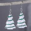 Retro Minimalist Christmas Tree Pendant Earrings – European & American Design