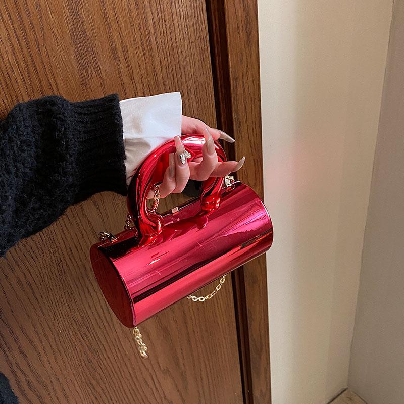 Золотистый цилиндрический вечерний клатч для женщин, свадебная званая вечеринка, сумка через плечо, роскошные дизайнерские кошельки и сумки