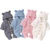 Newborn Baby Boy Girls Bear Ear Knit Romper Hooded Wool Sweater Jumpsuit Outfits