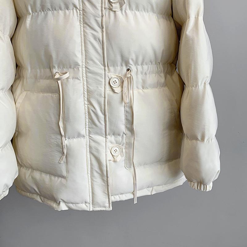 Осень-зима для женщин воротник с капюшоном с длинным рукавом сплошной цвет шнурок свободное теплое пальто свободная куртка