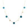 [Q0940] - Designer Steel Necklace 'Boho' Turquoise Gold - Stars 8 Mm - Rounds 10 Mm
